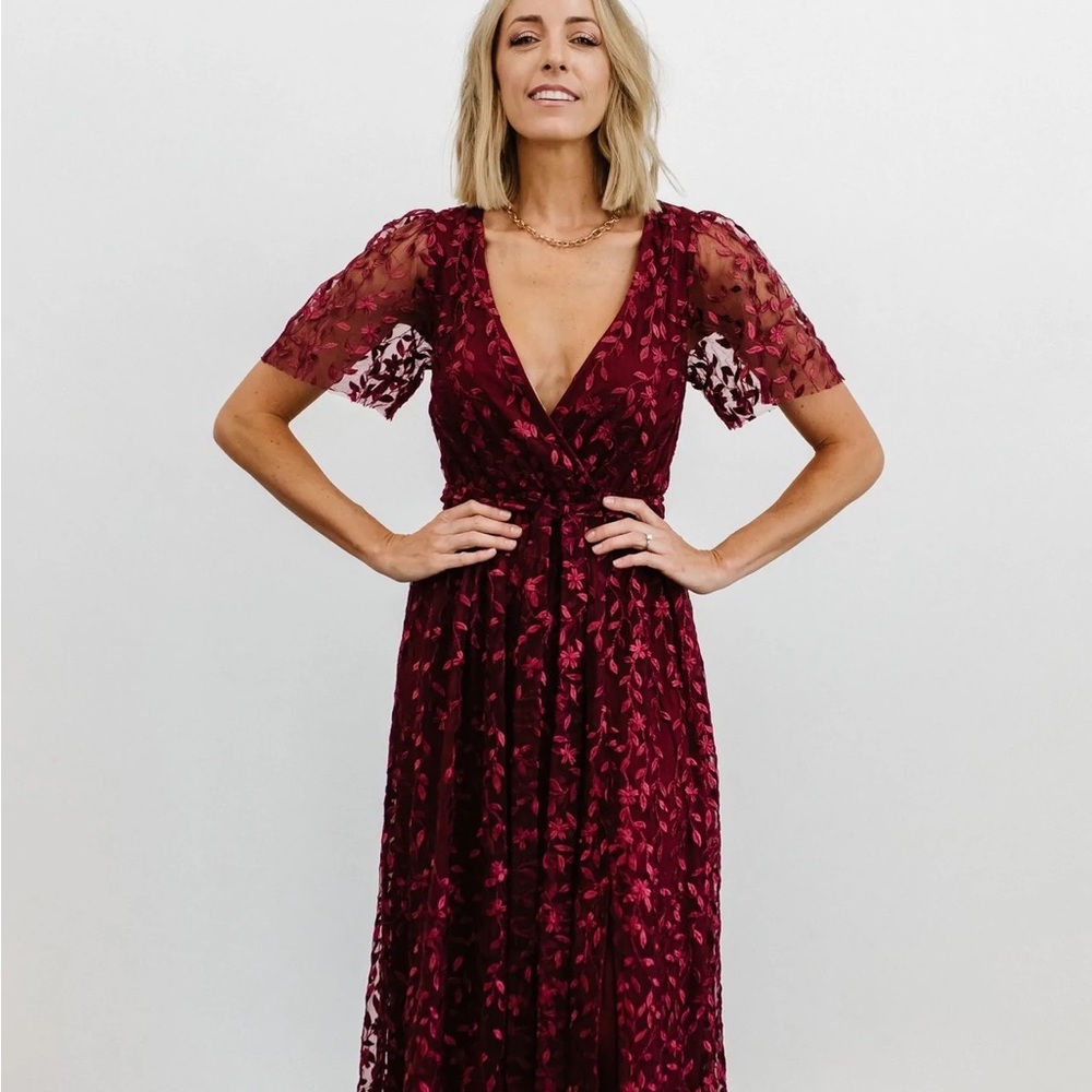 Baltic Born Marseille Embossed Maxi Dress in Mulberry